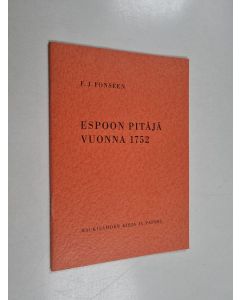 Kirjailijan Fredrik Johan Fonseen käytetty teos Espoon pitäjä vuonna 1752