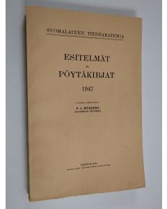 käytetty kirja Suomalainen tiedeakatemia : esitelmät ja pöytäkirjat 1947