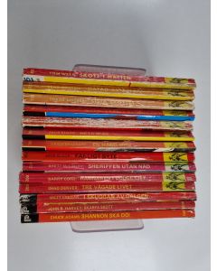 käytetty kirja Mustang-setti : Skott i Natten (nro 85); Hatad av alla (nro122); Sista skottet (nro 128); Sheriffen i El Dorado (nro 168); En kula för Lando (nro 187); Heta spår (nro 192); En hård man (nro 193); Farligt byte (nro 201); Sheriffen utan nåd (