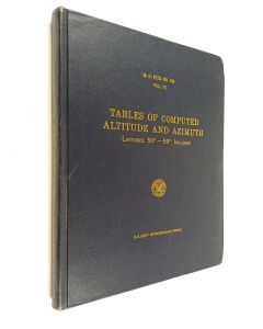 käytetty kirja Tables of computed altitude and azimuth : latitudes 50° to 59°, inclusive. Vol. VI