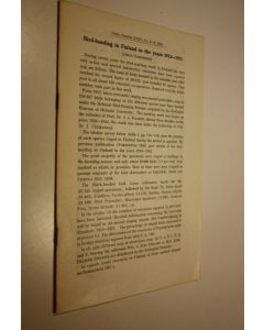 Kirjailijan Göran Nordström käytetty teos Bird-banding in Finland in the years 1913-1957