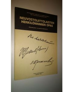 Tekijän Pertti ym. Kuisma  käytetty kirja Neuvostoliittolaisten henkilönnimien opas : kokoelma venäläisiä etunimiä sekä Neuvostoliitossa käytössä olevia sukunimiä : oikeinkirjoitus- ja painotusohjeluettelo : (901 etunimeä, 7360 sukunimeä)