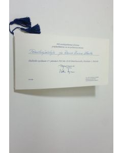 Kirjailijan Peter Fazer käytetty teos Fazer 100 (signeerattu) : virallinen kutsu ja illallisohjelma (UUDENVEROINEN)