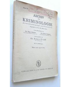 käytetty kirja Archiv fur Kriminologie 3-4 1931 (Kriminalanthropologie und Kriminalistik)