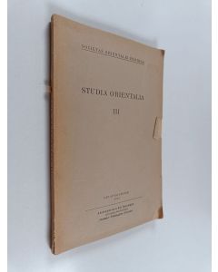 käytetty kirja Studia orientalia III