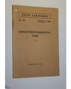 käytetty teos Ammattientarkastuslaki vuodelta 1953