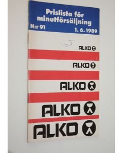 käytetty teos Alko prislista för minutförsäljning n:r 91 : 1.6.1989
