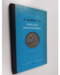 Kirjailijan C. A. Bodelsen käytetty kirja A survey of English institutions
