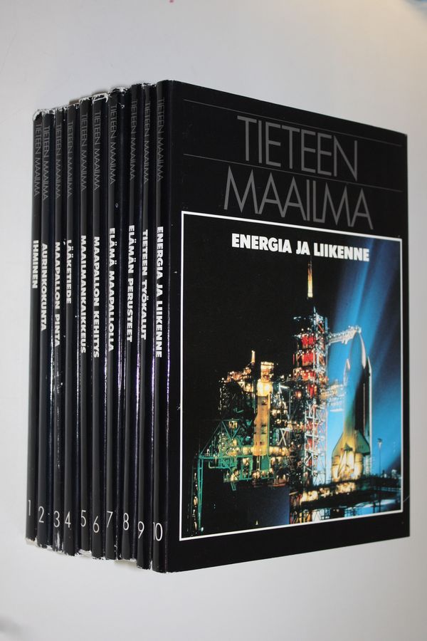 Tieteen maailma 1-10 : Ihminen ; Aurinkokunta ; Maapallon pinta ; Lääketiede ; Maailmankaikkeus ; Maapallon kehitys ; Elämä maapallolla ; Elämän perusteet ; Tieteen työkalut ; Energia ja liikenne