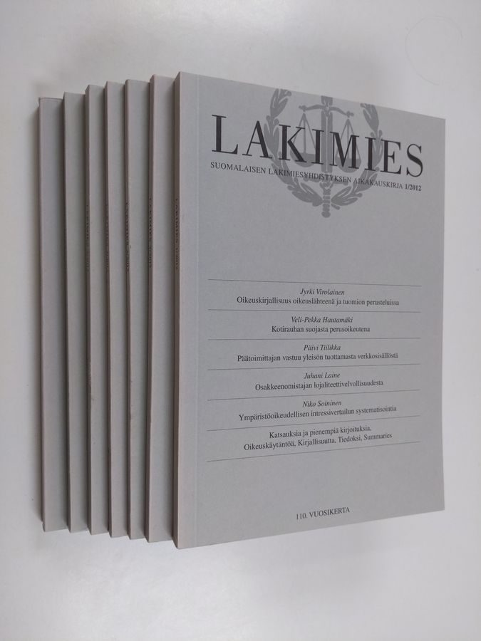 Lakimies vuosikerta 2012 (7 lehteä) : Suomalaisen lakimiesyhdistyksen aikakauskirja