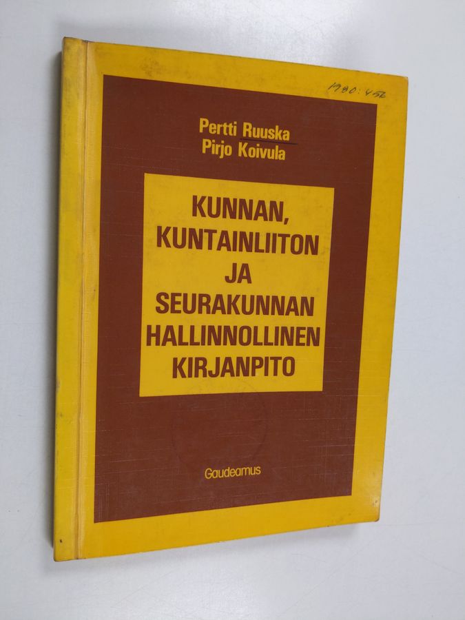 Kunnan, kuntainliiton ja seurakunnan hallinnollinen kirjanpito