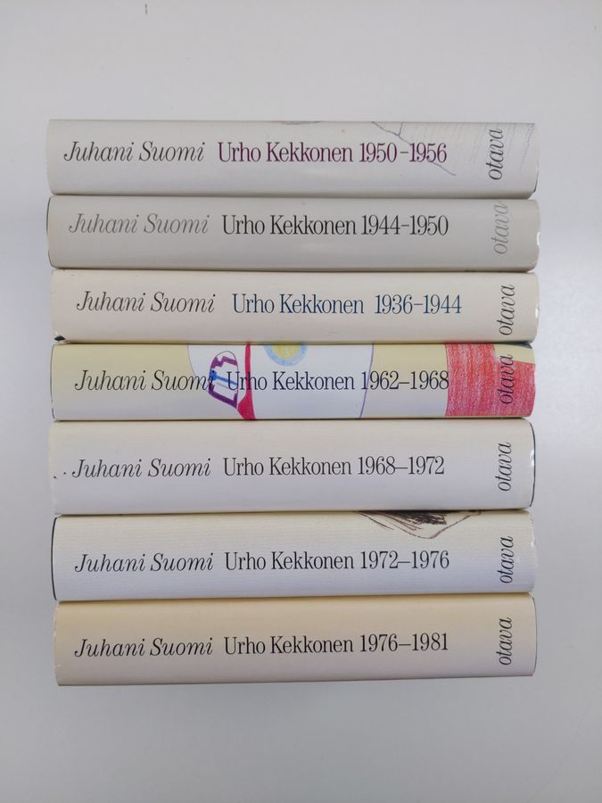 Urho Kekkonen-sarja (7 kirjaa) : Urho Kekkonen 1936-1944 Myrrysmies ; Urho Kekkonen 1944-1950 Vonkamies ; Kuningastie ; Presidentti ; Taistelu puolueettomuudesta ; Liennytyksen akanvirrassa ; Umpeutuva latu