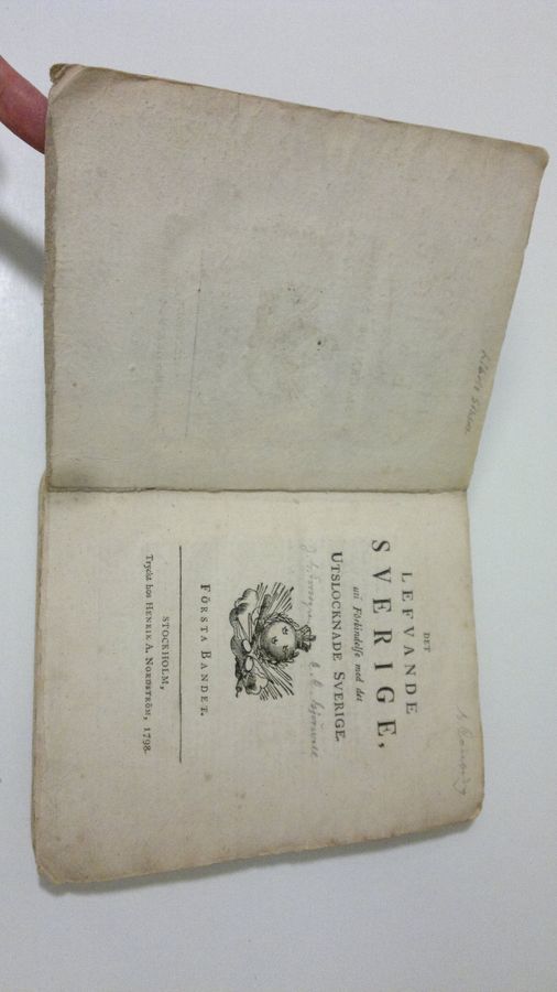 Carl C. Gjörwell : Det lefvande Sverige, uti förbindelse med det utslocknade Sverige, första bandet (1798)