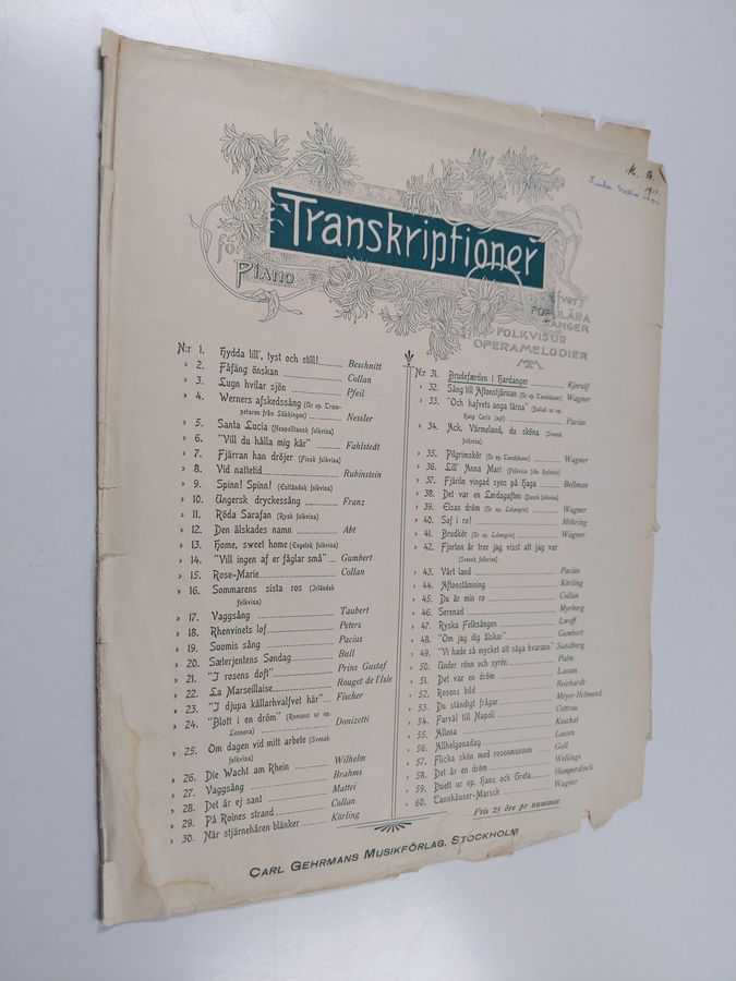 Transkriptioner för piano ofver populära sanger folkvisor operamelodier : Brudefaerden i Hardanger