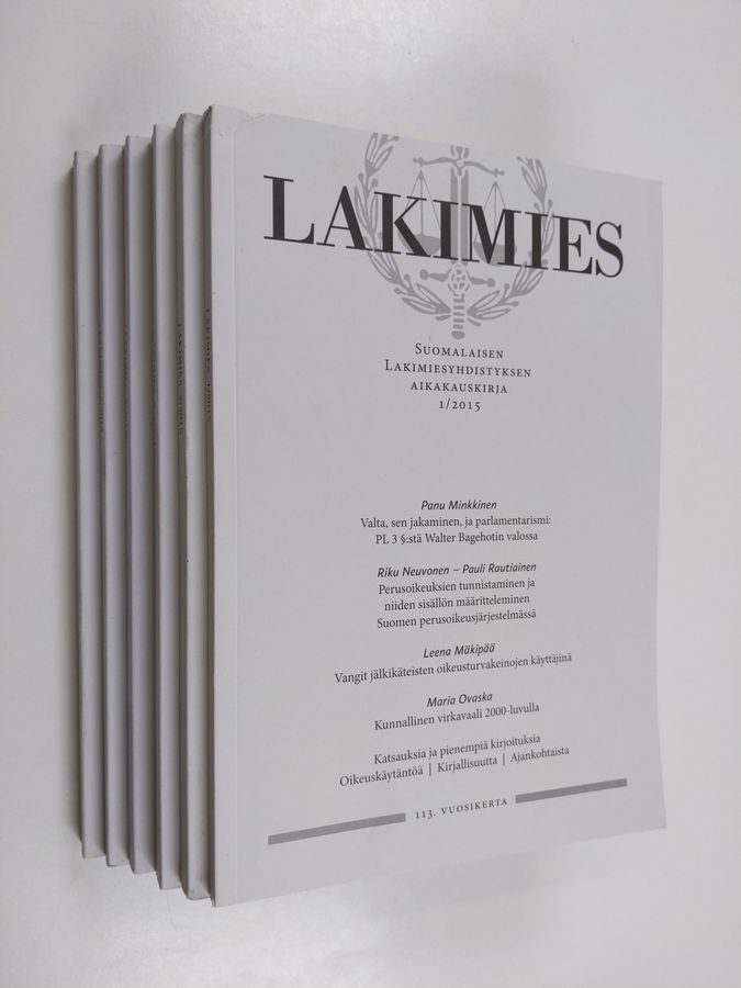 Lakimies vuosikerta 2015 (8 numeroa) : Suomalaisen lakimiesyhdistyksen aikakauskirja