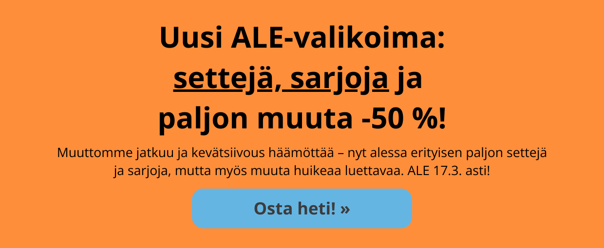 Uusi kaunokirjojen ALE-valikoima ja toimituskulut ilmaiseksi jo yli 40 € tilauksiin