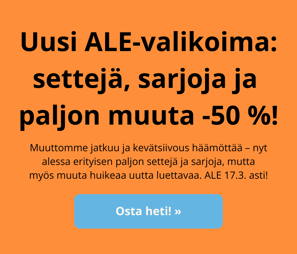 Uusi kaunokirjojen ALE-valikoima ja toimituskulut ilmaiseksi jo yli 40 € tilauksiin