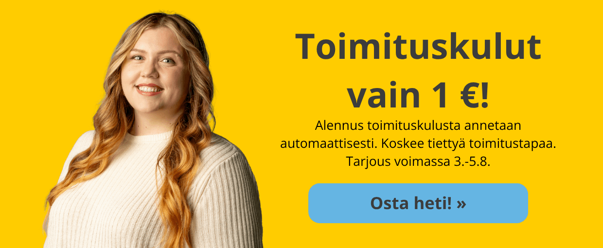 Toimituskulut vain 1 € 5.8. saakka!