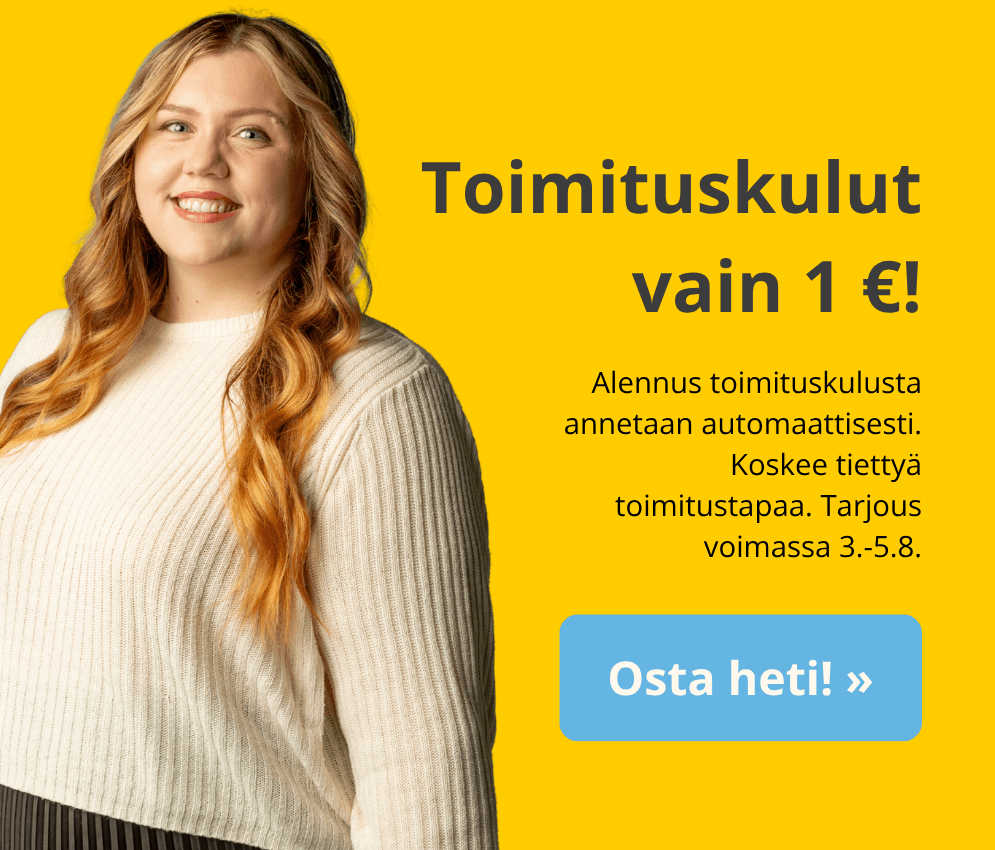 Toimituskulut vain 1 € 5.8. saakka!