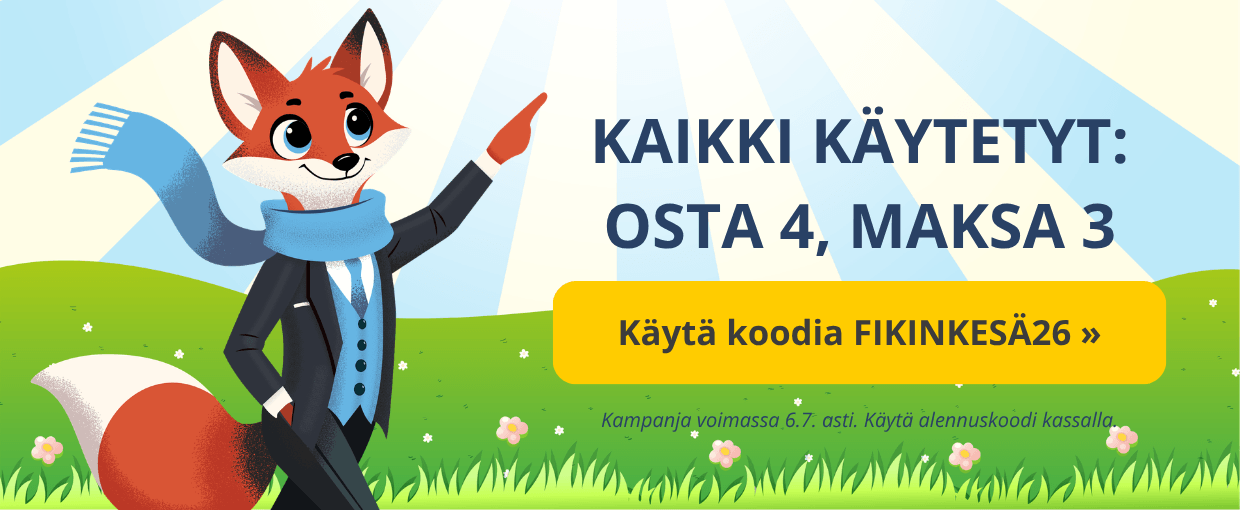 Käytetyt kirjat osta 4 maksa 3 koodilla FIKINKESÄ26