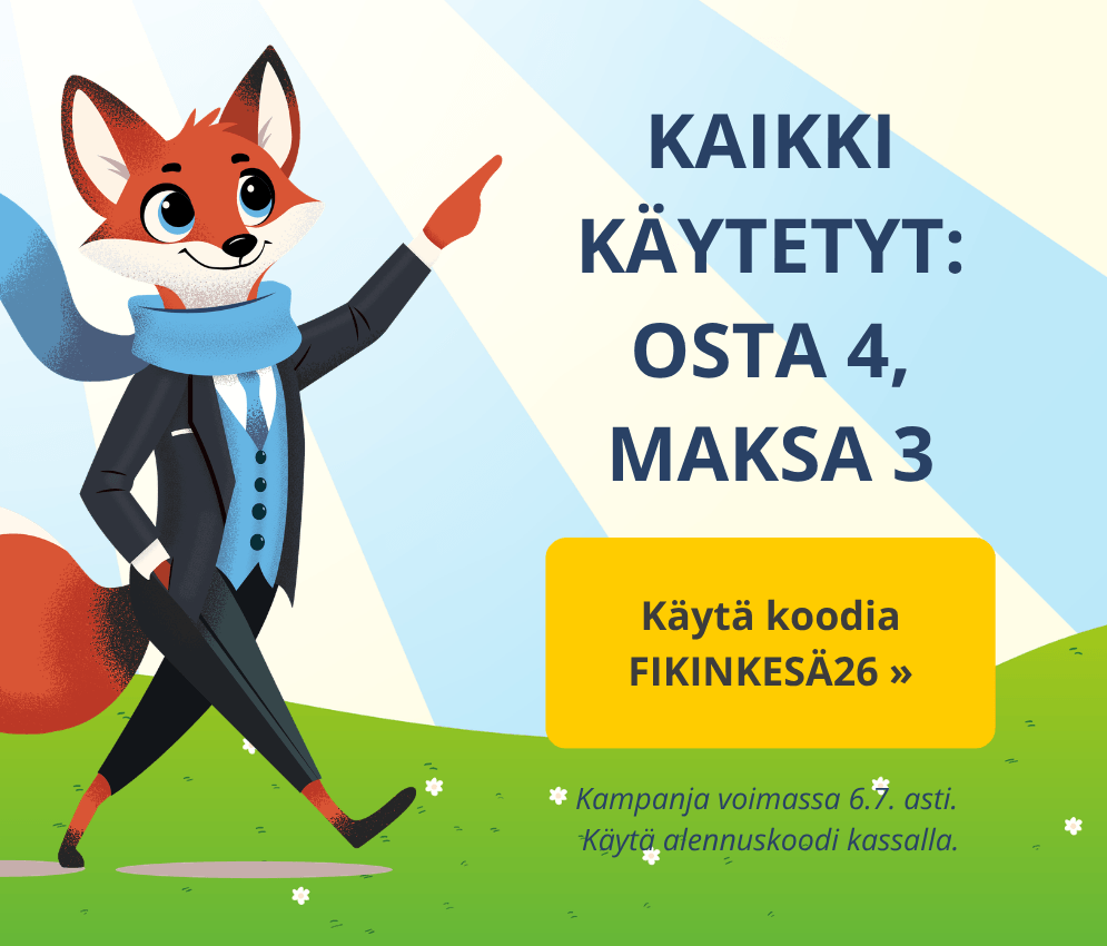 Käytetyt kirjat osta 4 maksa 3 koodilla FIKINKESÄ26