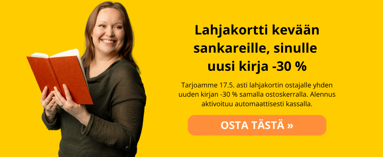 Lahjakortin ostajalle uusi kirja alennettuun hintaan