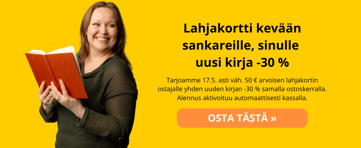 Lahjakortin ostajalle uusi kirja alennettuun hintaan