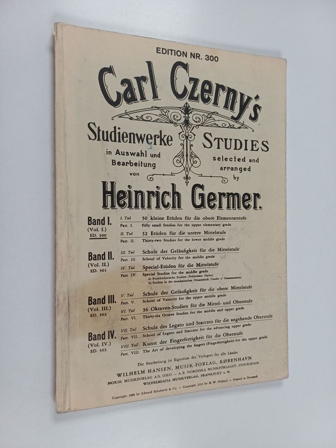 Heinrich Germer : Ausgewählte Klavier-Etuden von Carl Czerny = Selected Pianoforte-Studies by Carl Czerny